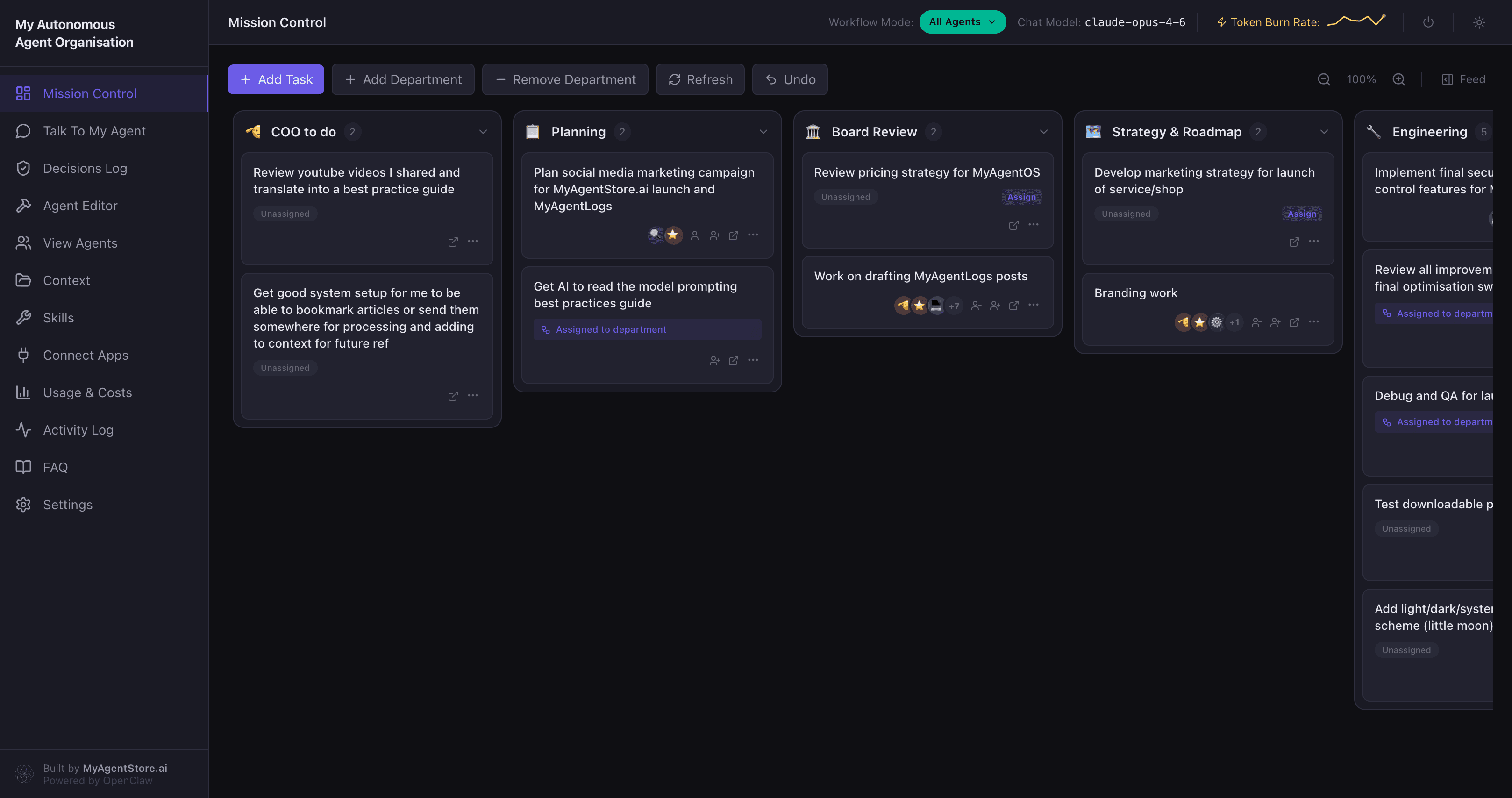MyAgentOS Mission Control