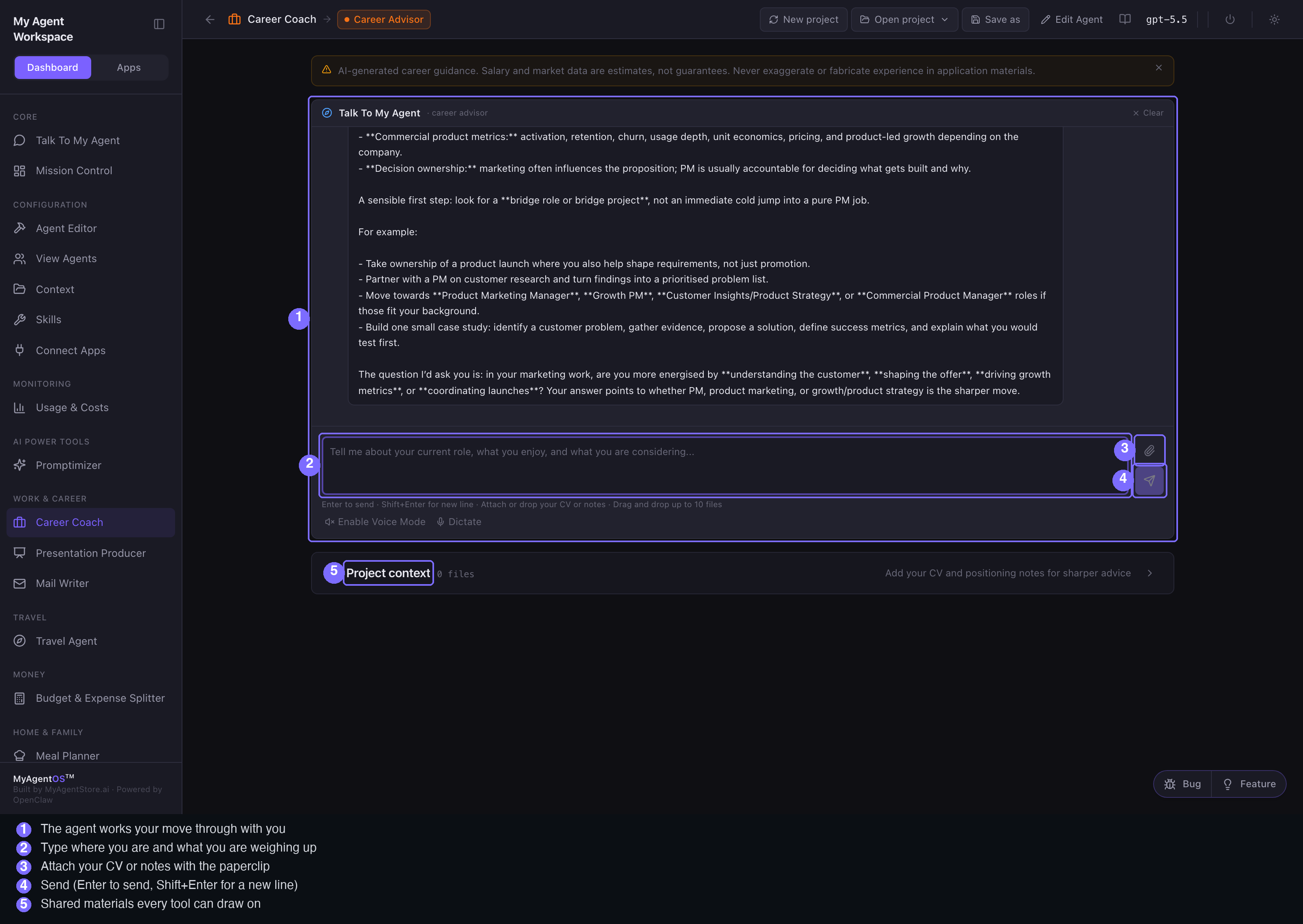 Career Advisor, annotated