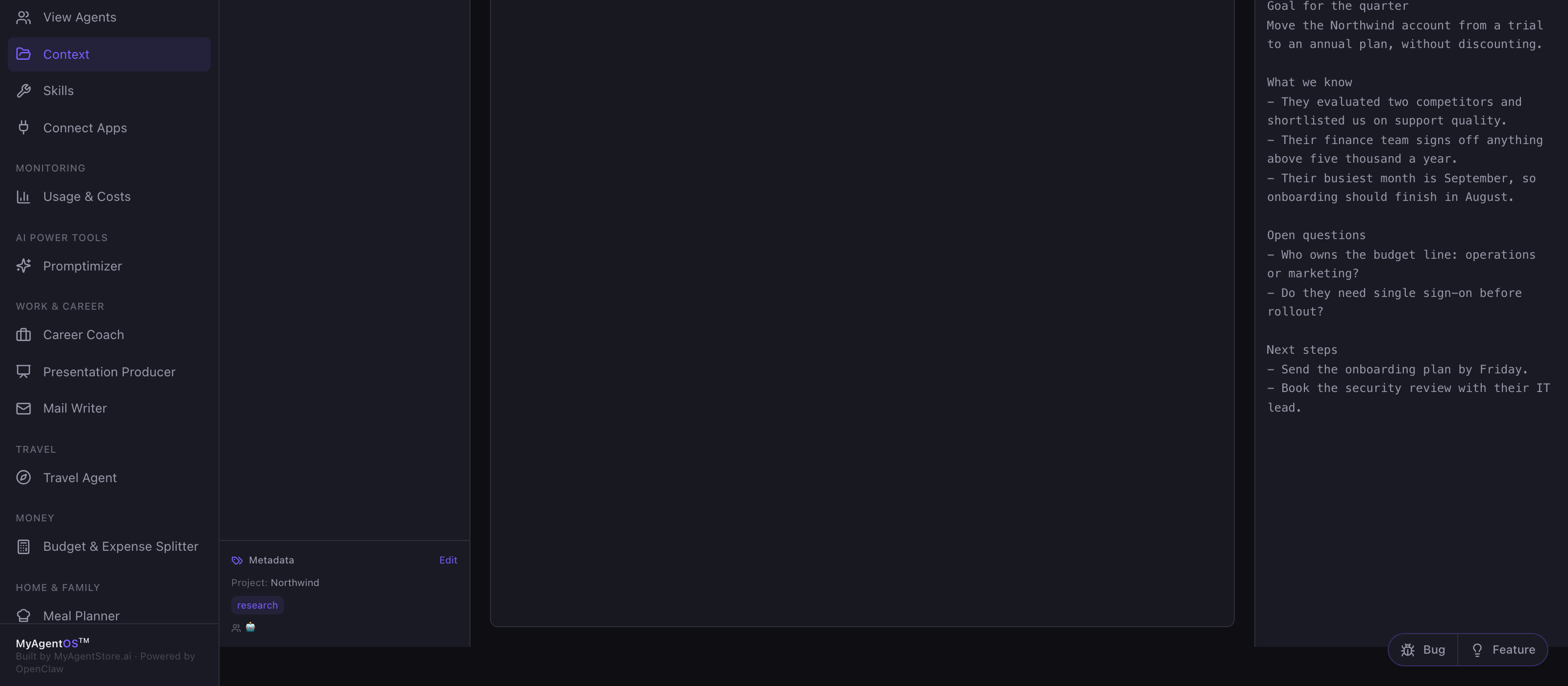 Metadata saved against a folder