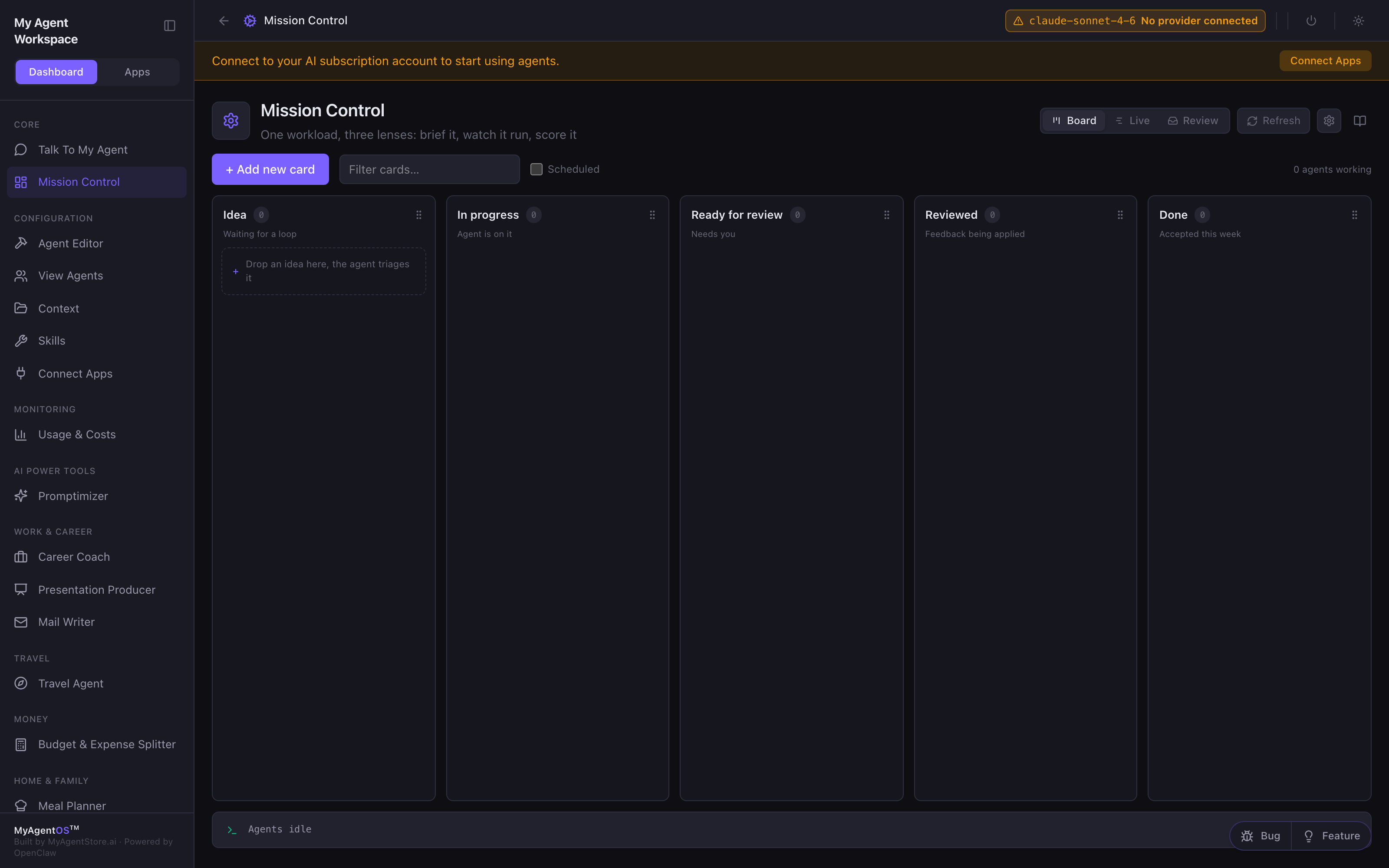 The dashboard, running on your Mac