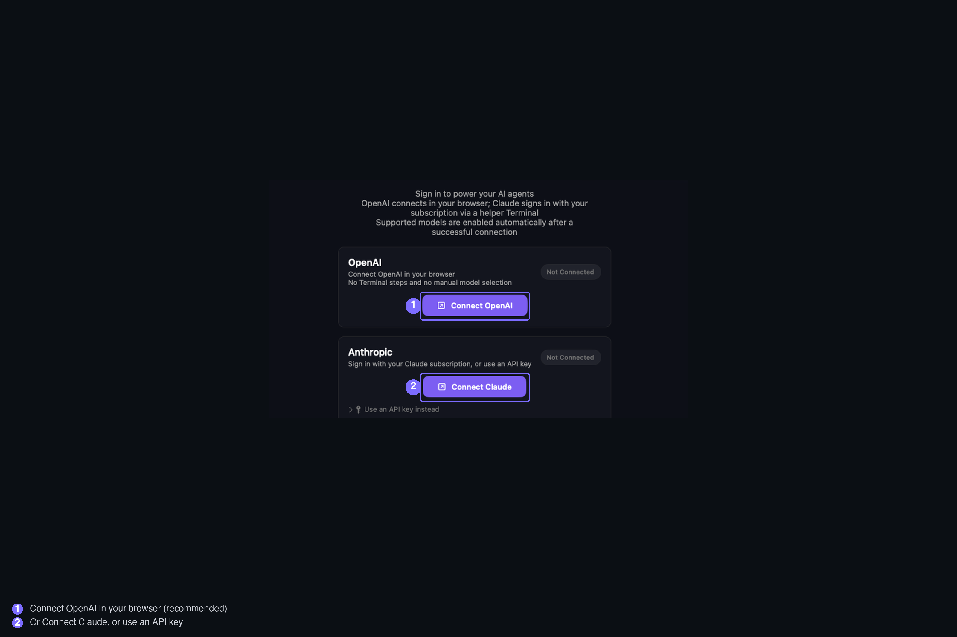 Connect an API Provider, in the installer