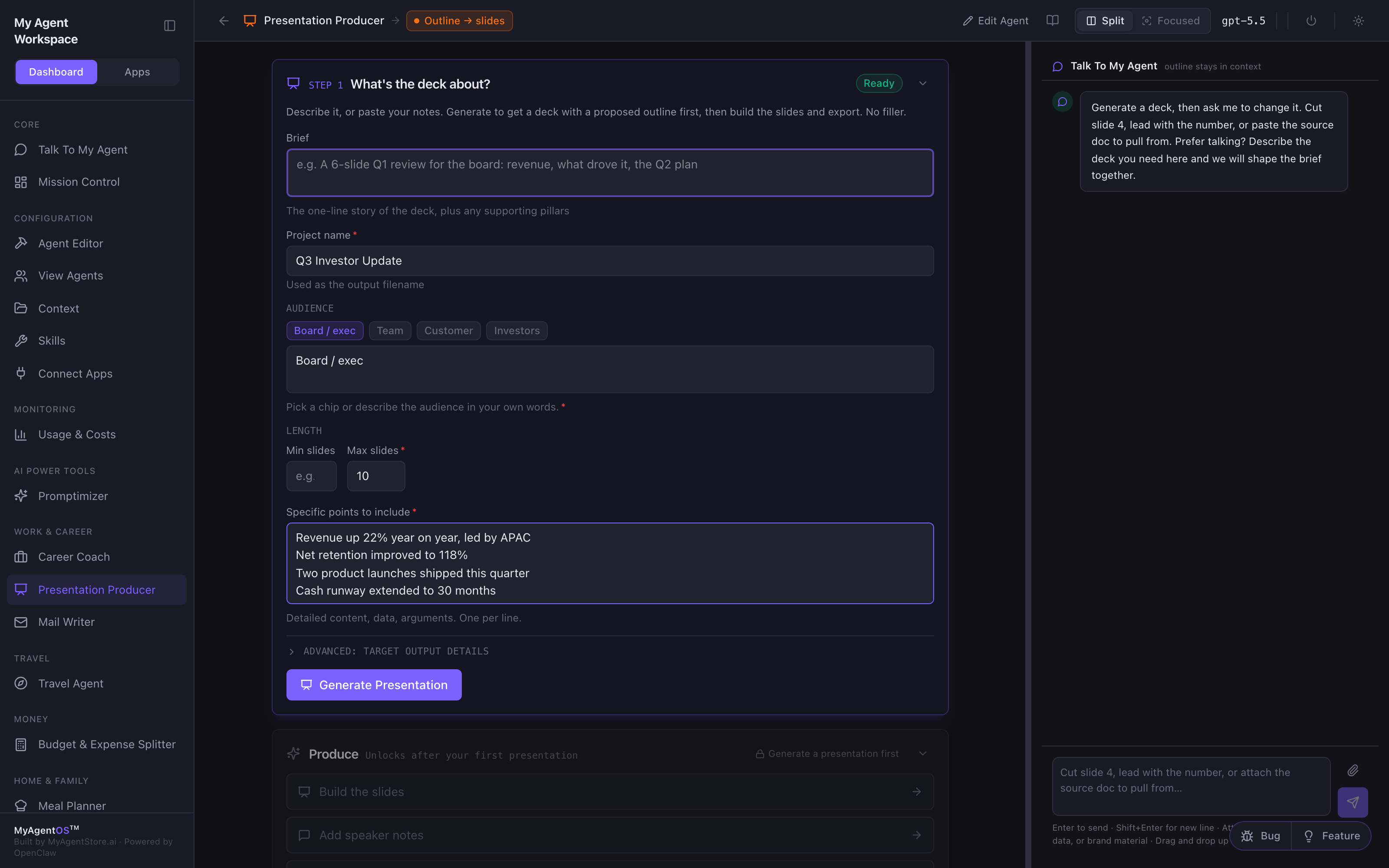 The brief form and the side chat