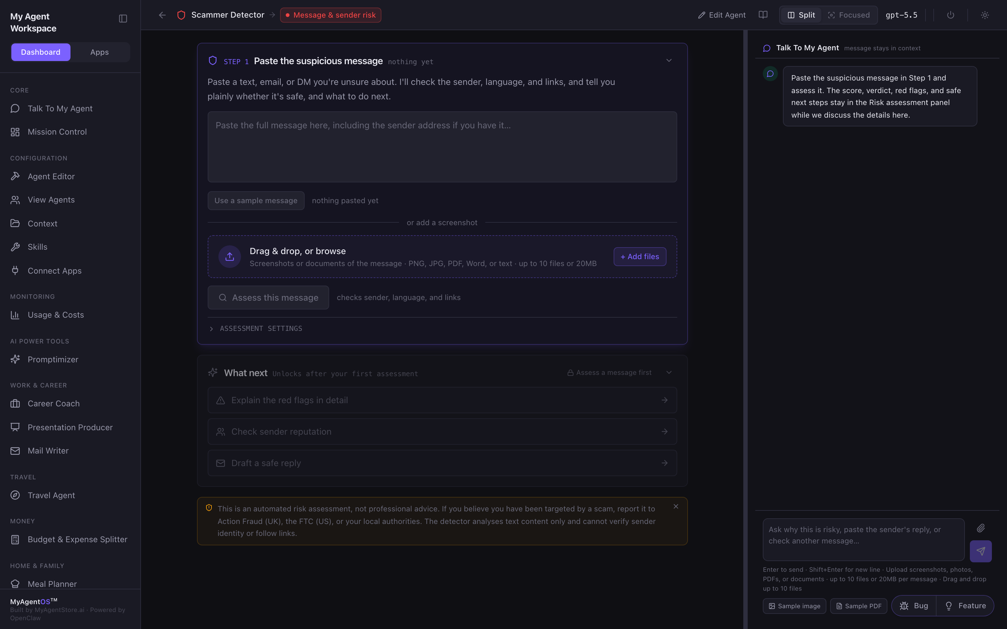 The paste form and the side chat
